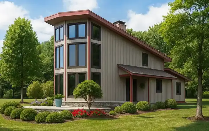 Modern house plans 12-1363 - front exterior, 1,098 sq ft, 2 bed, 2 bath house plans | Monster House Plans