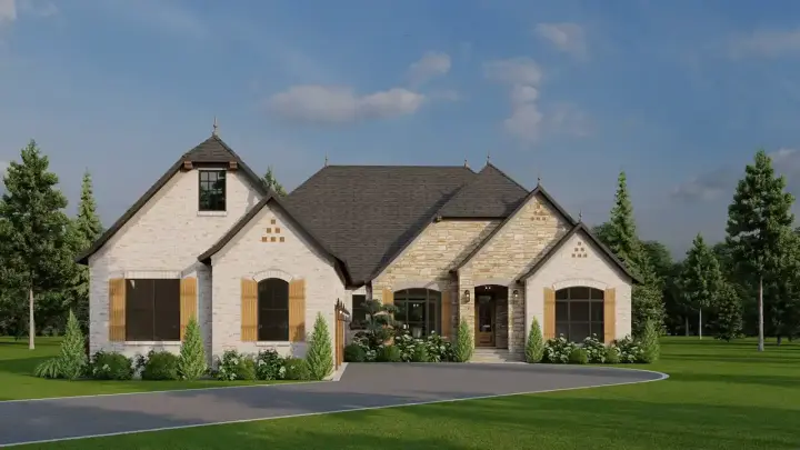 European house plans 12-1364 - front exterior, 2,532 sq ft, 3 bed, 2 bath house plans | Monster House Plans