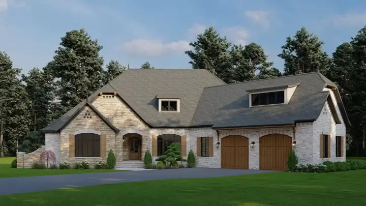 European house plans 12-1370 - front exterior, 2,647 sq ft, 4 bed, 2 bath house plans | Monster House Plans