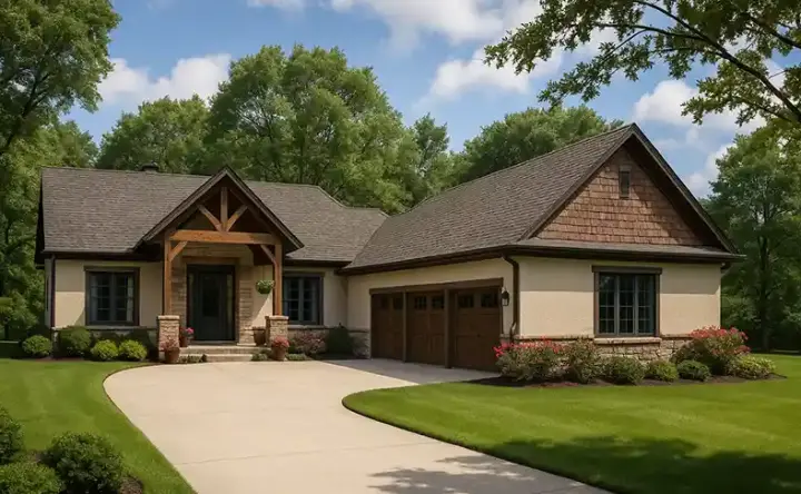 Country house plans 12-1377 - front exterior, 3,697 sq ft, 4 bed, 4 bath house plans | Monster House Plans