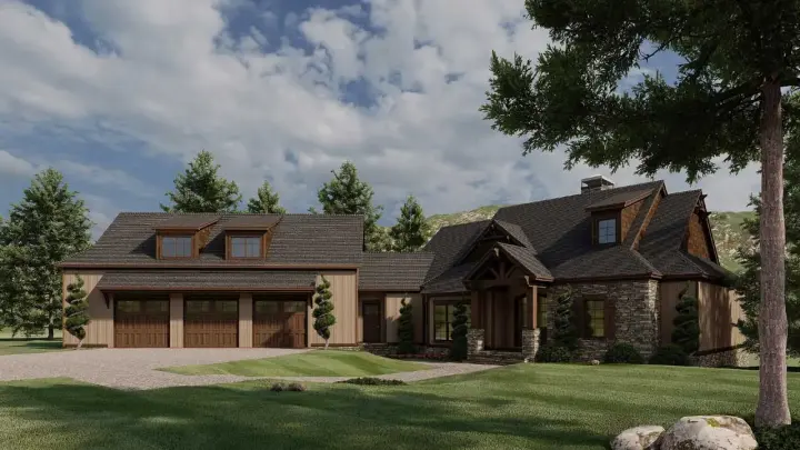 Craftsman house plans 12-1387 - front exterior, 4,548 sq ft, 4 bed, 4 bath house plans | Monster House Plans