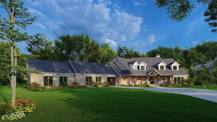Country house plans 12-1394 - front exterior, 4,595 sq ft, 5 bed, 5 bath house plans | Monster House Plans
