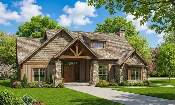 Mountain Rustic house plans 12-1397 - front exterior, 2,513 sq ft, 5 bed, 3 bath house plans | Monster House Plans