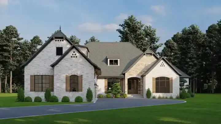 French Country house plans 12-1398 - front exterior, 2,849 sq ft, 4 bed, 4 bath house plans | Monster House Plans