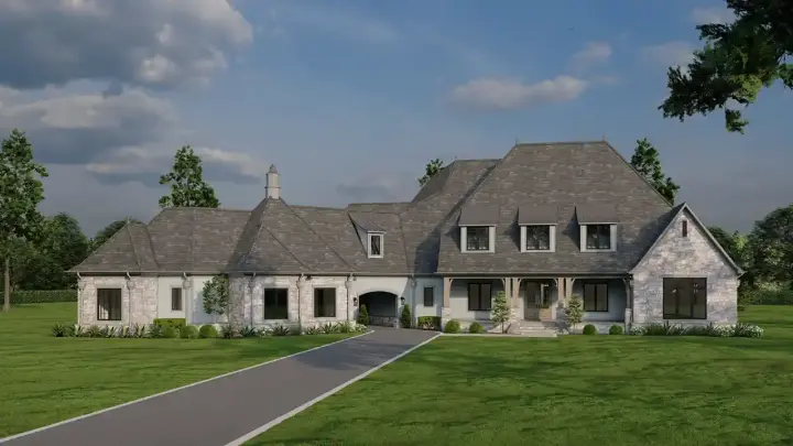 European house plans 12-1402 - front exterior, 6,356 sq ft, 5 bed, 5 bath house plans | Monster House Plans