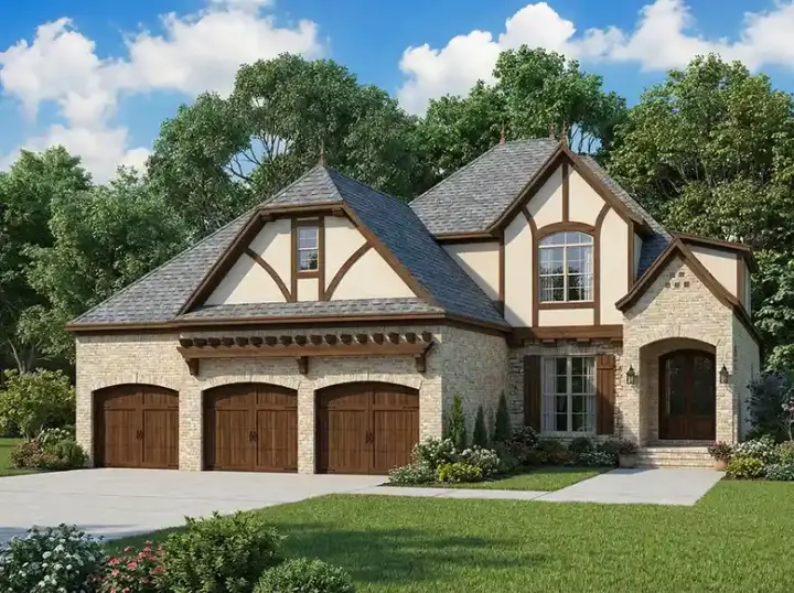 Tudor house plans 12-1407 - front exterior, 2,930 sq ft, 4 bed, 3 bath house plans | Monster House Plans