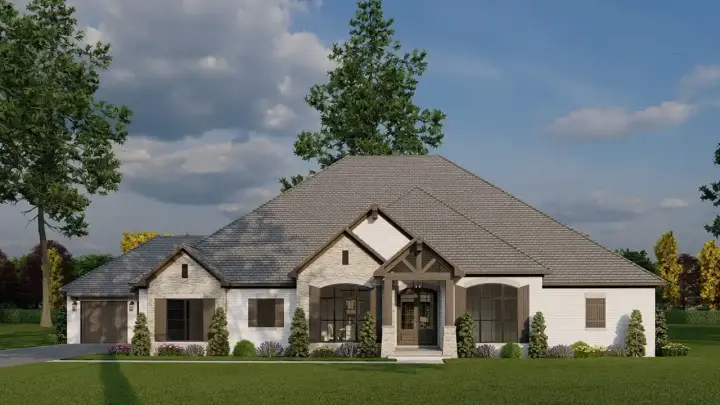Mountain Rustic house plans 12-1408 - front exterior, 3,580 sq ft, 5 bed, 3 bath house plans | Monster House Plans