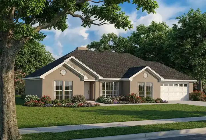 Traditional house plans 12-141 - front exterior, 1,734 sq ft, 3 bed, 2 bath house plans | Monster House Plans