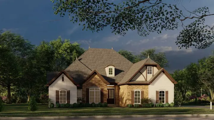 English Country house plans 12-1418 - front exterior, 2,071 sq ft, 4 bed, 3 bath house plans | Monster House Plans