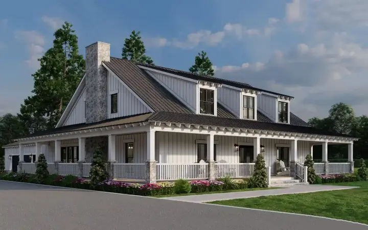 Country house plans 12-1419 - front exterior, 3,380 sq ft, 4 bed, 3 bath house plans | Monster House Plans