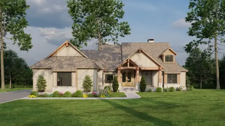 Country house plans 12-1423 - front exterior, 4,347 sq ft, 5 bed, 5 bath house plans | Monster House Plans