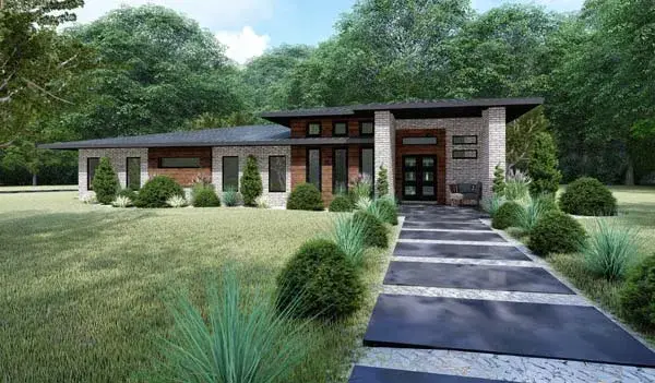 Modern house plans 12-1425 - front exterior, 2,653 sq ft, 3 bed, 2 bath house plans | Monster House Plans