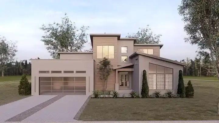 Modern house plans 12-1426 - front exterior, 2,470 sq ft, 3 bed, 2 bath house plans | Monster House Plans