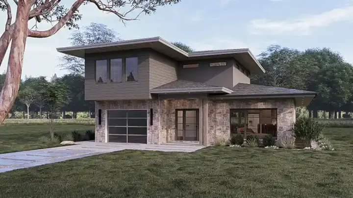 Modern house plans 12-1427 - front exterior, 1,806 sq ft, 3 bed, 3 bath house plans | Monster House Plans