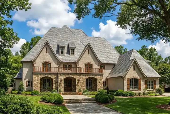European house plans 12-1438 - front exterior, 6,001 sq ft, 4 bed, 4 bath house plans | Monster House Plans