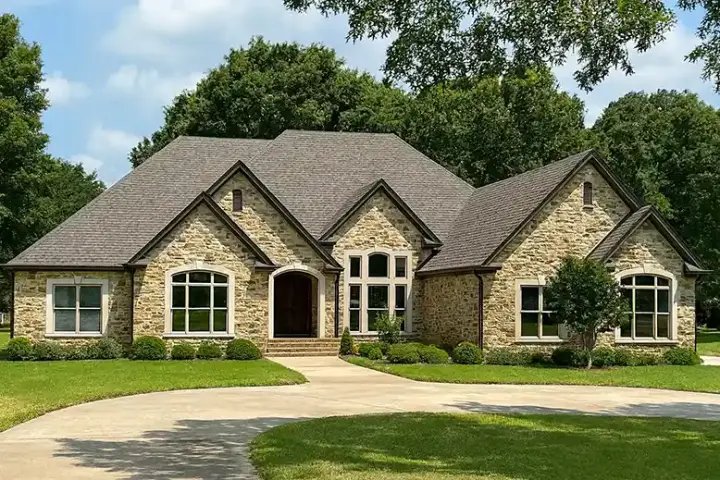 European house plans 12-1439 - front exterior, 3,765 sq ft, 3 bed, 3 bath house plans | Monster House Plans