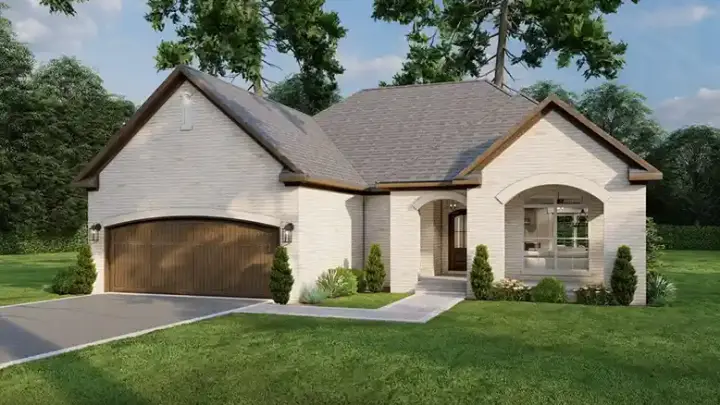 Mediterranean house plans 12-1444 - front exterior, 1,417 sq ft, 3 bed, 2 bath house plans | Monster House Plans