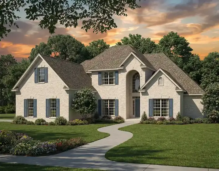 European house plans 12-145 - front exterior, 2,973 sq ft, 4 bed, 2 bath house plans | Monster House Plans
