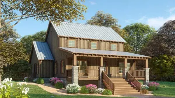 Country house plans 12-1466 - front exterior, 2,144 sq ft, 3 bed, 2 bath house plans | Monster House Plans