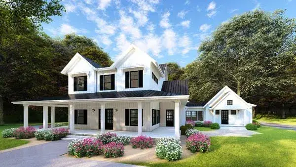 Modern Farmhouse house plans 12-1477 - front exterior, 3,342 sq ft, 4 bed, 3 bath house plans | Monster House Plans