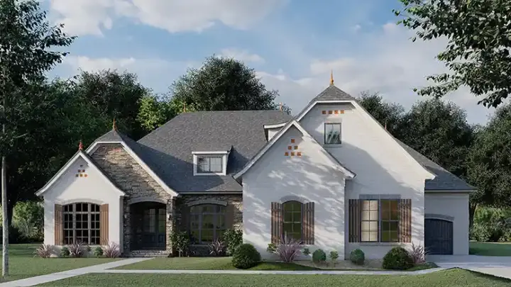 French Country house plans 12-1478 - front exterior, 2,409 sq ft, 3 bed, 3 bath house plans | Monster House Plans