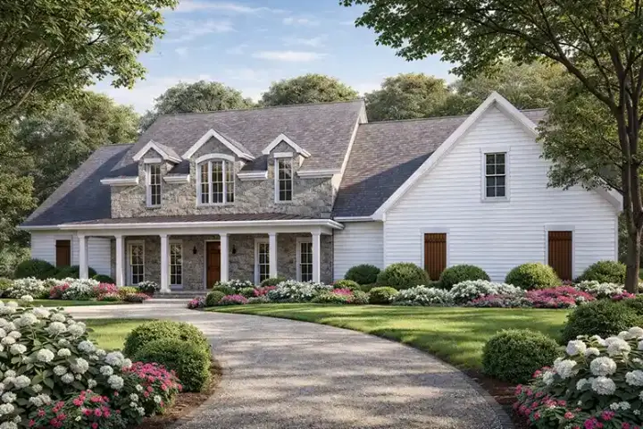 Modern Farmhouse house plans 12-1482 - front exterior, 3,421 sq ft, 6 bed, 4 bath house plans | Monster House Plans