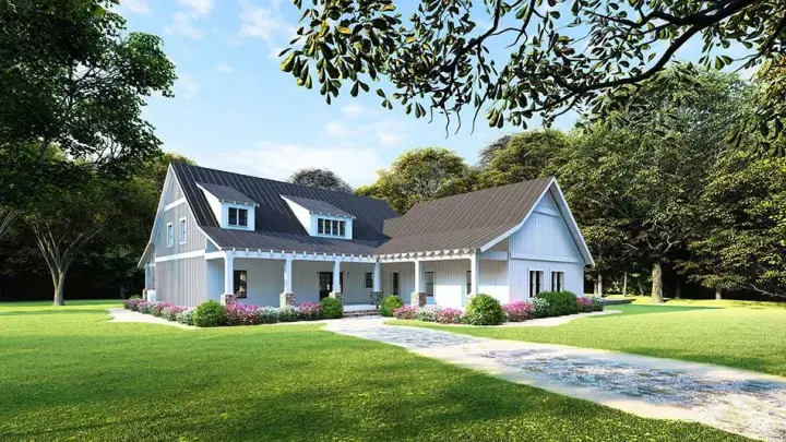 Modern Farmhouse house plans 12-1486 - front exterior, 1,982 sq ft, 3 bed, 2 bath house plans | Monster House Plans