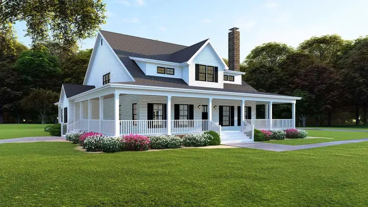Modern Farmhouse house plans 12-1494 - front exterior, 3,474 sq ft, 4 bed, 4 bath house plans | Monster House Plans