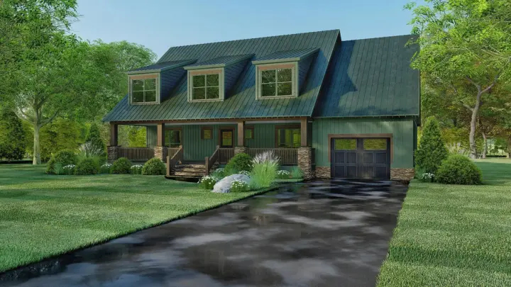Mountain Rustic house plans 12-1497 - front exterior, 2,663 sq ft, 4 bed, 3 bath house plans | Monster House Plans