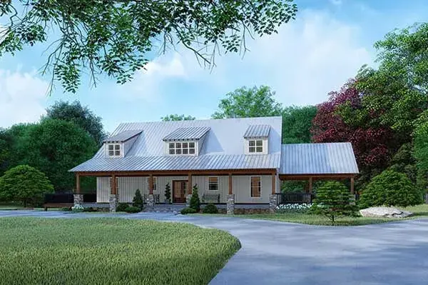 Modern Farmhouse house plans 12-1501 - front exterior, 3,870 sq ft, 3 bed, 4 bath house plans | Monster House Plans