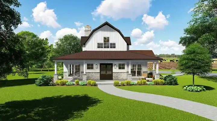 Farmhouse house plans 12-1506 - front exterior, 3,414 sq ft, 3 bed, 3 bath house plans | Monster House Plans