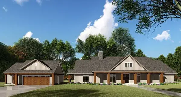 Farmhouse house plans 12-1520 - front exterior, 2,191 sq ft, 3 bed, 2 bath house plans | Monster House Plans
