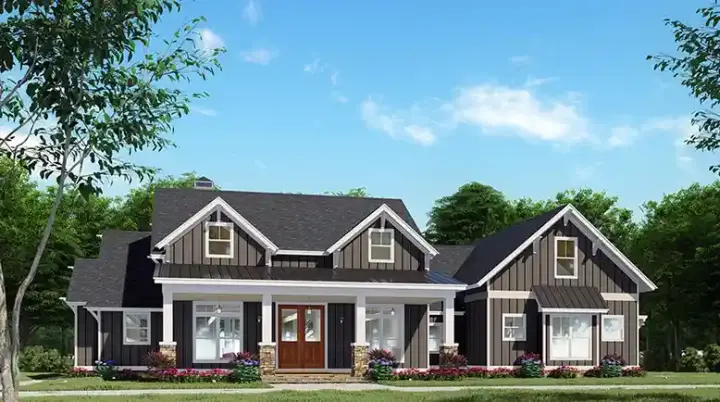 Craftsman house plans 12-1522 - front exterior, 2,269 sq ft, 3 bed, 2 bath house plans | Monster House Plans
