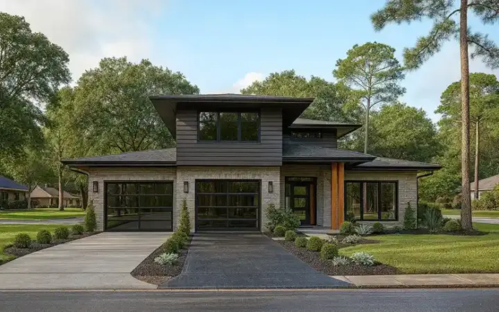 Modern house plans 12-1528 - front exterior, 2,092 sq ft, 3 bed, 2 bath house plans | Monster House Plans