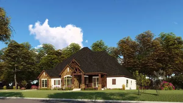 Mountain Rustic house plans 12-1536 - front exterior, 2,520 sq ft, 4 bed, 3 bath house plans | Monster House Plans