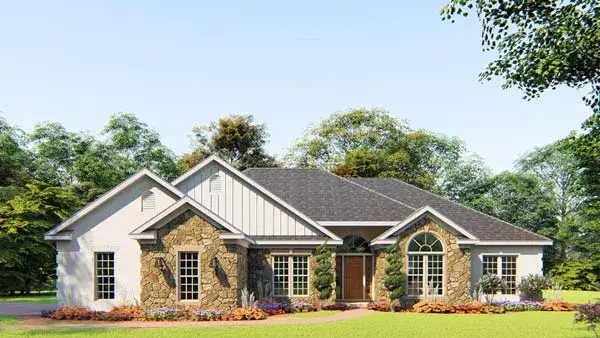 Traditional house plans 12-1539 - front exterior, 1,989 sq ft, 4 bed, 3 bath house plans | Monster House Plans