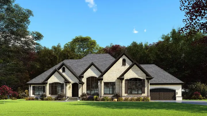 European house plans 12-1546 - front exterior, 3,274 sq ft, 3 bed, 2 bath house plans | Monster House Plans
