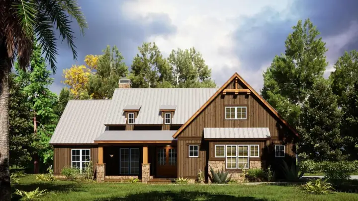 Modern Farmhouse house plans 12-1552 - front exterior, 1,897 sq ft, 4 bed, 2 bath house plans | Monster House Plans