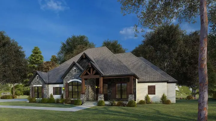 Mountain Rustic house plans 12-1556 - front exterior, 2,537 sq ft, 4 bed, 3 bath house plans | Monster House Plans