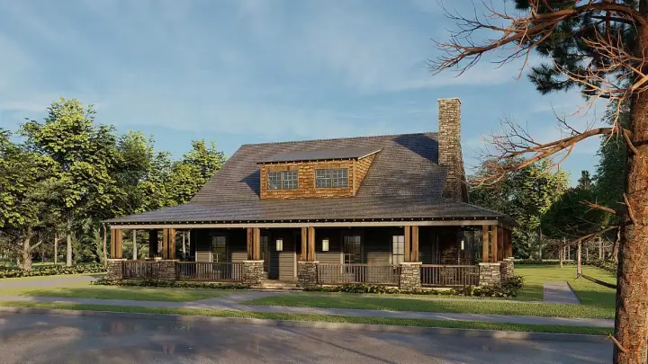 Country house plans 12-1559 - front exterior, 1,805 sq ft, 2 bed, 3 bath house plans | Monster House Plans
