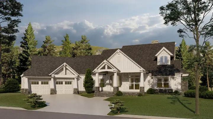 Craftsman house plans 12-1570 - front exterior, 4,736 sq ft, 5 bed, 5 bath house plans | Monster House Plans