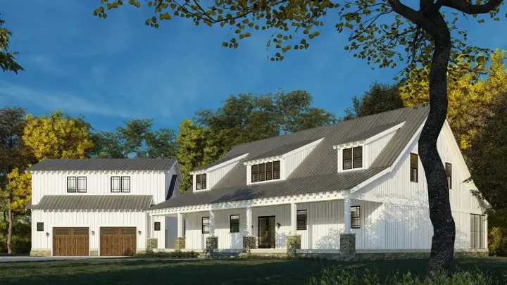 Modern Farmhouse house plans 12-1571 - front exterior, 3,889 sq ft, 5 bed, 4 bath house plans | Monster House Plans