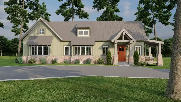 Country house plans 12-1573 - front exterior, 1,008 sq ft, 1 bed, 1 bath house plans | Monster House Plans