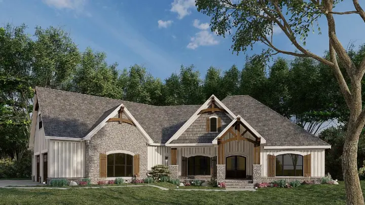 Craftsman house plans 12-1582 - front exterior, 2,085 sq ft, 3 bed, 2 bath house plans | Monster House Plans