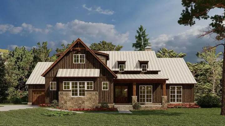 Craftsman house plans 12-1583 - front exterior, 2,113 sq ft, 4 bed, 2 bath house plans | Monster House Plans