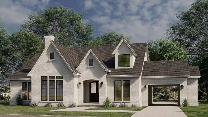 European house plans 12-1587 - front exterior, 3,121 sq ft, 3 bed, 2 bath house plans | Monster House Plans
