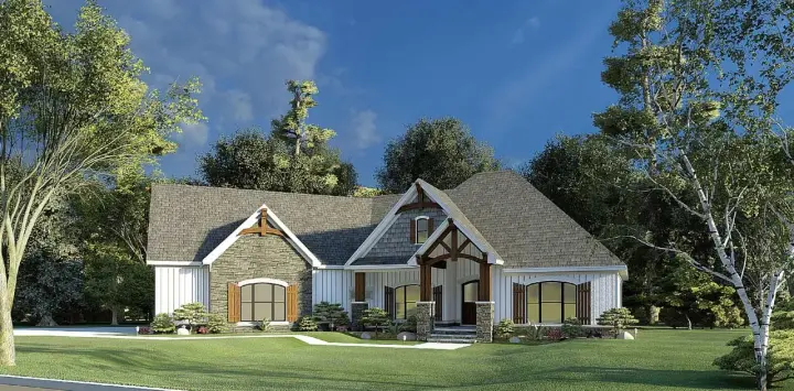 Craftsman house plans 12-1591 - front exterior, 2,085 sq ft, 3 bed, 2 bath house plans | Monster House Plans
