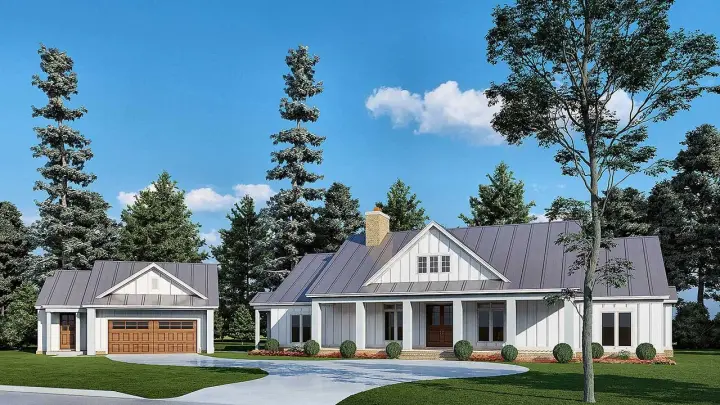 Modern Farmhouse house plans 12-1596 - front exterior, 2,191 sq ft, 3 bed, 2 bath house plans | Monster House Plans