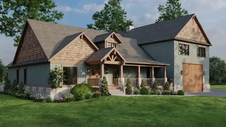 Craftsman house plans 12-1604 - front exterior, 2,811 sq ft, 4 bed, 5 bath house plans | Monster House Plans