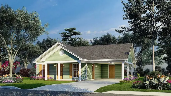 Traditional house plans 12-1612 - front exterior, 1,025 sq ft, 3 bed, 2 bath house plans | Monster House Plans
